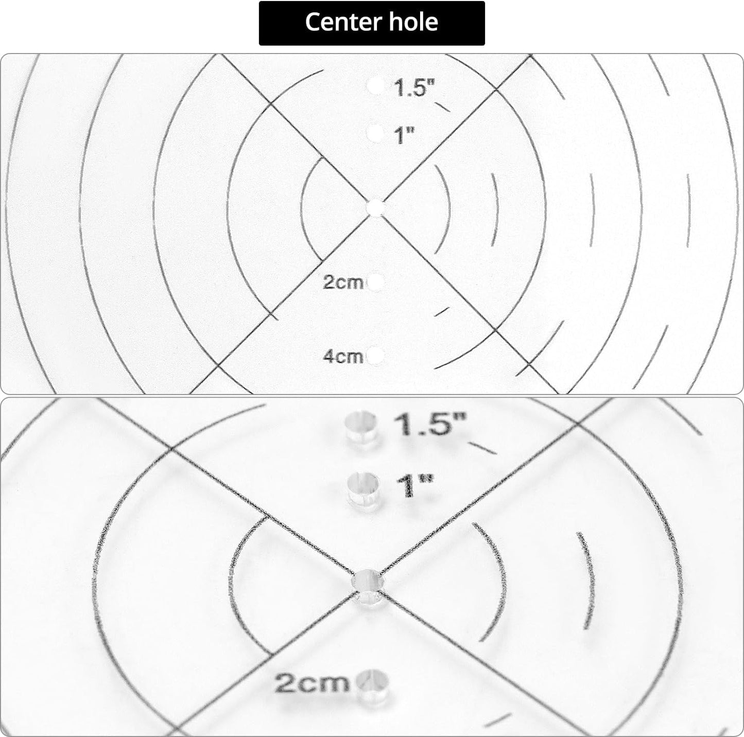 10" Round Center Finder Compass with Clear Acrylic for Precise Circle Marking on Irregular Surfaces, Crafting, Woodworking, and Carpentry Tool