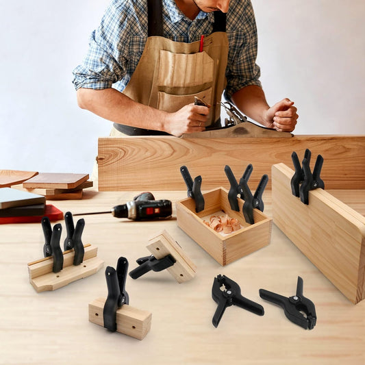 Black Plastic Spring Clamps, 8 Pack 4.5 Inch Large Nylon Spring Clips Heavy Duty Clamp with Metal Pins for Backdrop Art Crafts Woodworking Background
