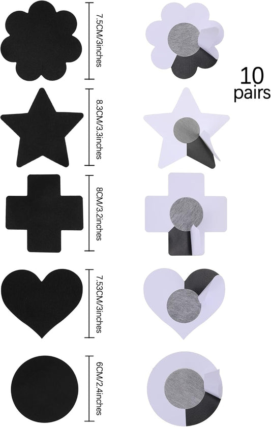 10 Pairs Women Nipple Petals Disposable Bra Pasties Adhesive Round Heart Petals Bra Satin Bra Cover