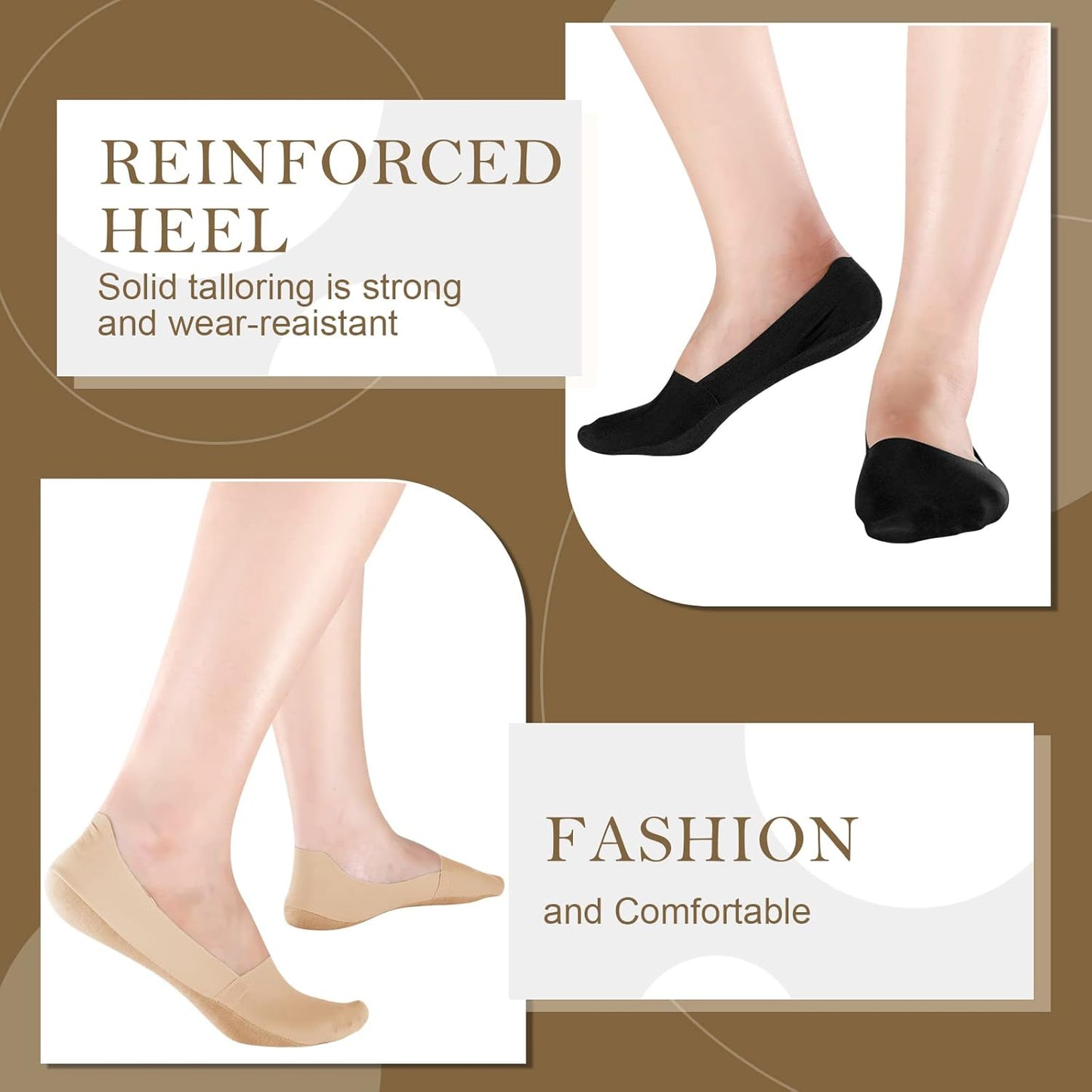 Ice Silk No Show Socks - 10 Pairs, Low Cut, Nonslip, Invisible, Thin (Black, Nude)