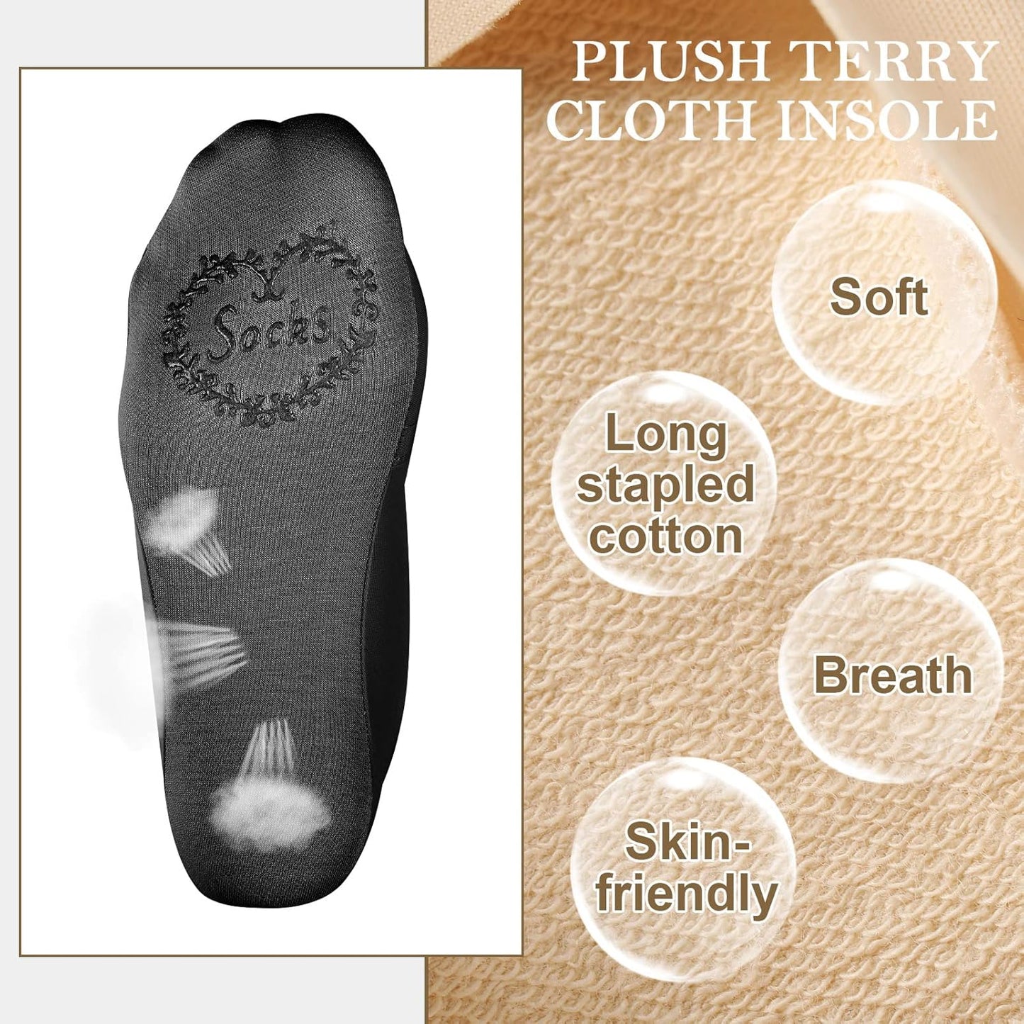 Ice Silk No Show Socks - 10 Pairs, Low Cut, Nonslip, Invisible, Thin (Black, Nude)