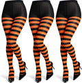 3 Pairs Mardi Gras Striped Tights for Women Elastic Striped Leggings Footed Tights for Mardi Gras Costume