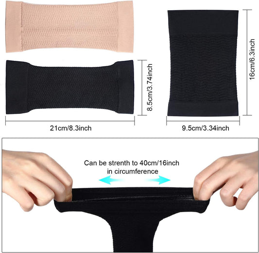 2 Pair Arm Sleeves for Plus Size Women, Slim Upper Arm Compression Shapers Wraps, 1 Pair Calf Compression Sleeves Included