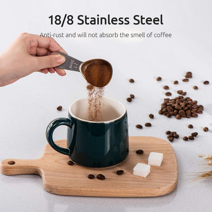 Coffee Scoop:  18/8 Stainless Steel Measuring Coffee Scoop 2 tablespoon, Short Handled Measure Scooper for Ground Coffee, Bean in Canister (Silver, 2Tbsp/30ml)