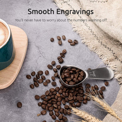 Coffee Scoop:  18/8 Stainless Steel Measuring Coffee Scoop 2 tablespoon, Short Handled Measure Scooper for Ground Coffee, Bean in Canister (Silver, 2Tbsp/30ml)