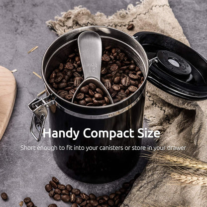Coffee Scoop:  18/8 Stainless Steel Measuring Coffee Scoop 2 tablespoon, Short Handled Measure Scooper for Ground Coffee, Bean in Canister (Silver, 2Tbsp/30ml)
