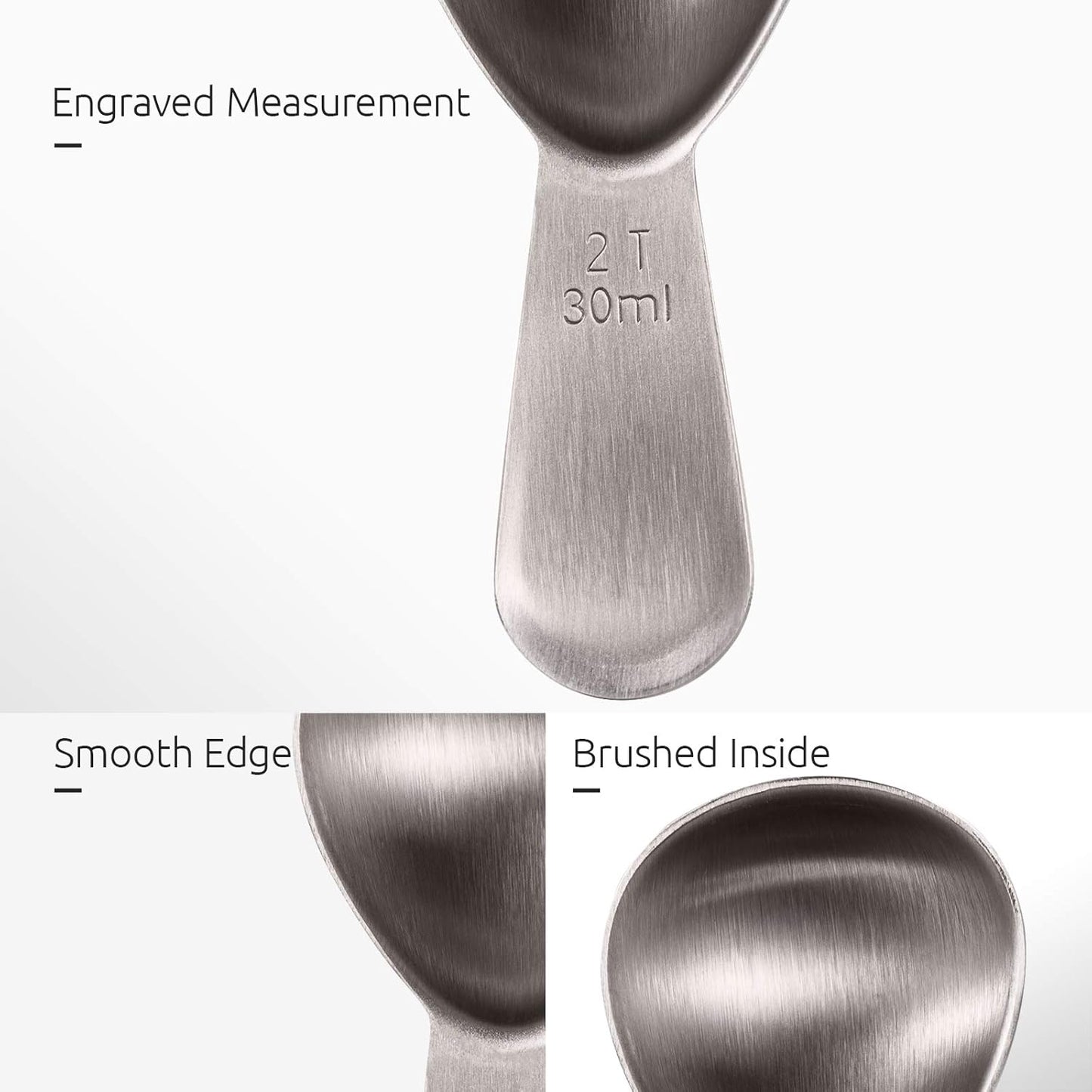 Coffee Scoop:  18/8 Stainless Steel Measuring Coffee Scoop 2 tablespoon, Short Handled Measure Scooper for Ground Coffee, Bean in Canister (Silver, 2Tbsp/30ml)