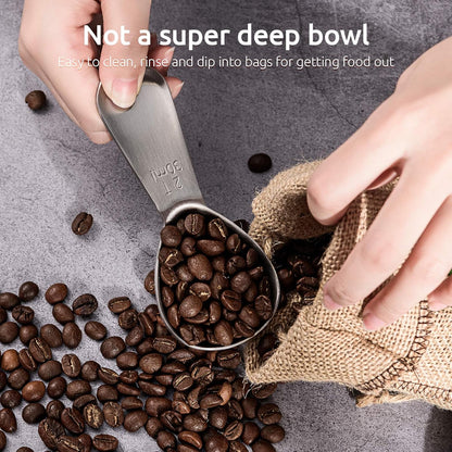 Coffee Scoop:  18/8 Stainless Steel Measuring Coffee Scoop 2 tablespoon, Short Handled Measure Scooper for Ground Coffee, Bean in Canister (Silver, 2Tbsp/30ml)