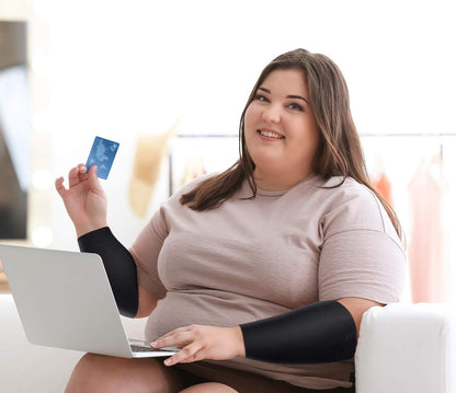2 Pairs Women Arm Shapers Plus Size Slimming Compression Sleeve Slim Upper Flabby Arm Wrap and 1 Pair Calf Compression Sleeves, Suitable for Circumference 7 to16 Inches