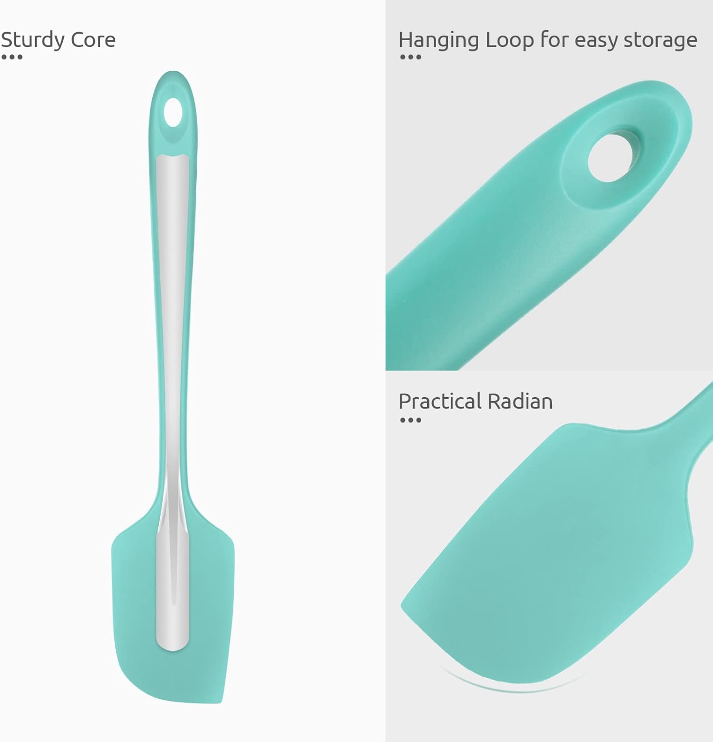 Heat Resistant Silicone Large Spatula:  600ºF High Heat Flexible 11.38in Silicon Mixing Stirring Cooking Scraping Baking Bowl Scraper Seamless Spreader for Kitchen Nonstick Cookware (Aqua Sky)