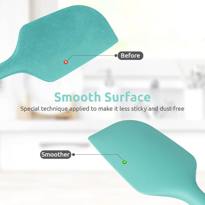 Heat Resistant Silicone Large Spatula:  600ºF High Heat Flexible 11.38in Silicon Mixing Stirring Cooking Scraping Baking Bowl Scraper Seamless Spreader for Kitchen Nonstick Cookware (Aqua Sky)