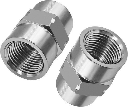 Stainless Steel Coupling Adapter 1/2" NPT Female x 1/2" NPT Female Hex Coupler Pipe Fitting for Air Water Gas Oil(Pack of 2)