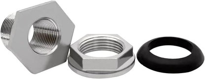 1" Female Bulkhead Water Tank Connector Stainless Steel Thru-bulk Fitting