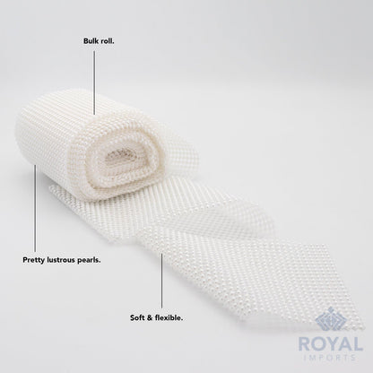 Pearl Bling Wrap Ribbon for Wedding Cake, Party, Holiday & Home Decoration, 10 Yards - White