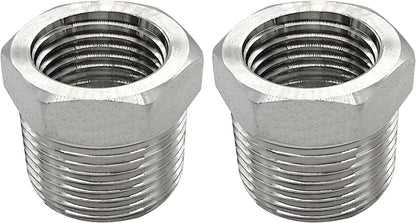 316 Stainless Steel Reducer Hex Bushing 1/2 Male NPT to 1/4 Female NPT Reducing Cast Pipe Adapter Fitting for Air Water Gas Fuel(Pack of 2)