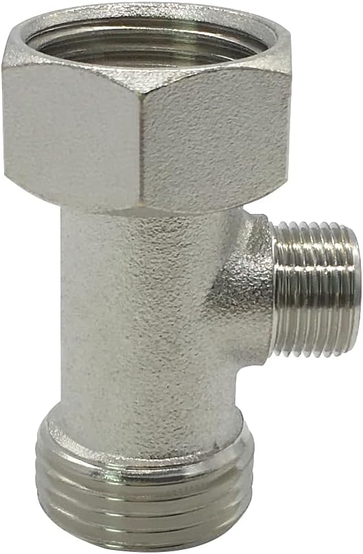 Bidet T Adapter Tee Valve for Bidet(7/8 ballcock to 7/8 ballcock to 3/8 compression threaded) 3 Way Connector Attachment for Toilet