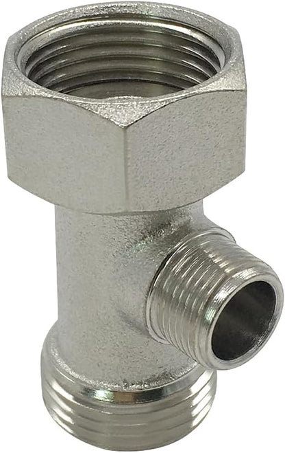 Bidet T Adapter Tee Valve for Bidet(7/8 ballcock to 7/8 ballcock to 3/8 compression threaded) 3 Way Connector Attachment for Toilet