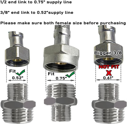 Brass Water Line Adapter 1/2" Female to 3/8" Male Reducer Hose Pipe Compression Fitting Kitchen Bathroom Faucet Supply Hose, Stop Valve Adapter, Pipe Connector With Rubber Washer(Pack of 4)