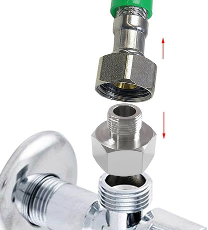 Brass Water Line Adapter 1/2" Female to 3/8" Male Reducer Hose Pipe Compression Fitting Kitchen Bathroom Faucet Supply Hose, Stop Valve Adapter, Pipe Connector With Rubber Washer(Pack of 4)