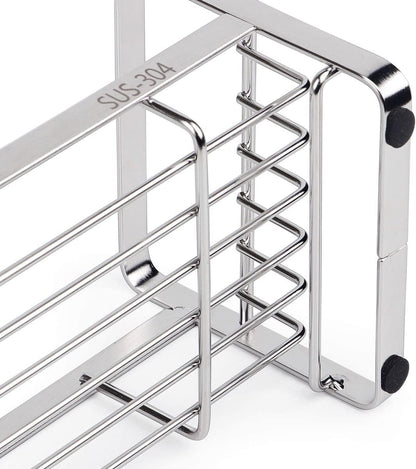 Kitchen Sink Sponge Holder, 304 Stainless Steel Kitchen Soap Dispenser Caddy Organizer, Countertop Soap Dish Rack Drainer with Removable Drain Tray, not Including Dispenser and Brush
