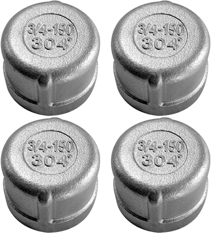 Stainless Garden Hose Caps with Washers 3/4" GHT Female Thread 304 Stainless Steel End Cap (Pack of 4)