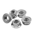 M5*0.8 Serrated Flange Hex Lock Nuts 304 Stainless Steel 18-8 Bright Finish (100PCS)