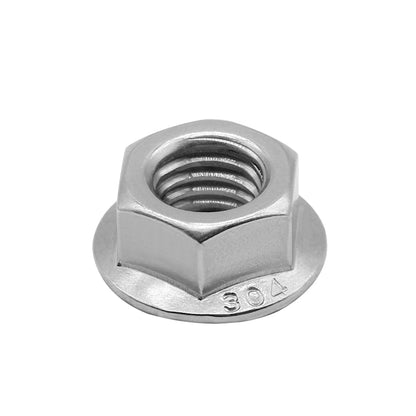 M5*0.8 Serrated Flange Hex Lock Nuts 304 Stainless Steel 18-8 Bright Finish (100PCS)