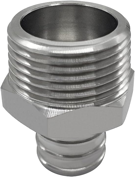 Stainless Steel PEX Garden Hose Adapter Fitting 3/4" PEX Barb to 3/4" GHT Male Connector for Outdoor Garden Irrigation Watering