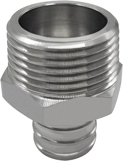 Stainless Steel PEX Garden Hose Adapter Fitting 3/4" PEX Barb to 3/4" GHT Male Connector for Outdoor Garden Irrigation Watering