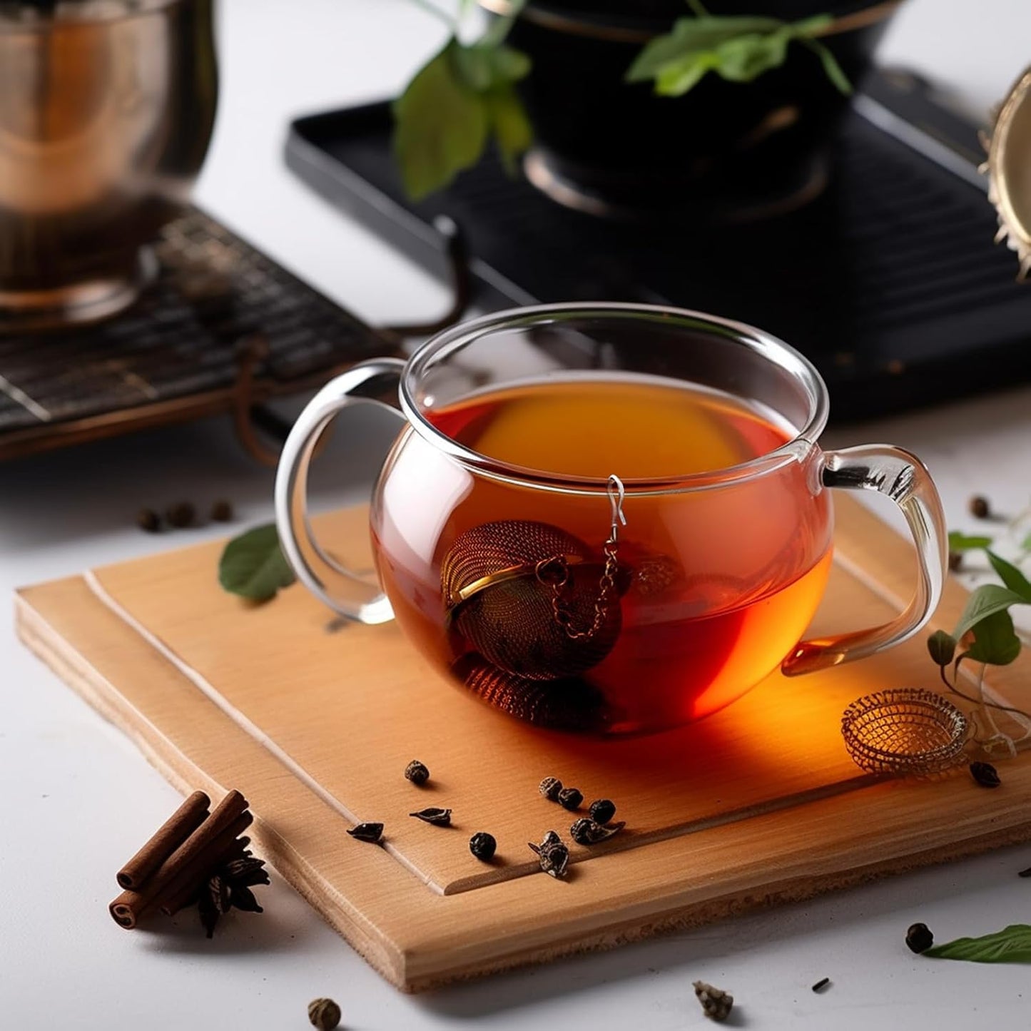 6Pcs Stainless Steel Mesh Tea Infuser, 2.1 inch Tea Strainer with Honey Bee Set Pendant, Tea Ball Tea Diffuser Tea Steeper for Filtering Tea,Tea Infusers for Loose Tea