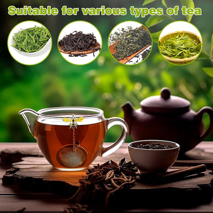 6Pcs Stainless Steel Mesh Tea Infuser, 2.1 inch Tea Strainer with Honey Bee Set Pendant, Tea Ball Tea Diffuser Tea Steeper for Filtering Tea,Tea Infusers for Loose Tea