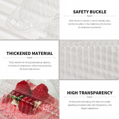 100Pcs Cake Slice Containers,Pie Slice Containers for 6”-8” Diameter Cake or Pie Slices,Individual Cheesecake Containers,Plastic Boxes for Take Out Packaging, Bakery and Cafe Cake Carriers