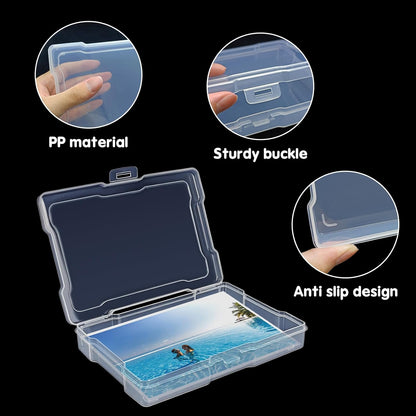 6Pcs Photo Storage Containers,Photo Storage Craft Keeper,4" x 6" Photo Storage Boxes,Plastic Photo Case for Cards,Stamps,Pictures,Photos,Scrapbooking (6)