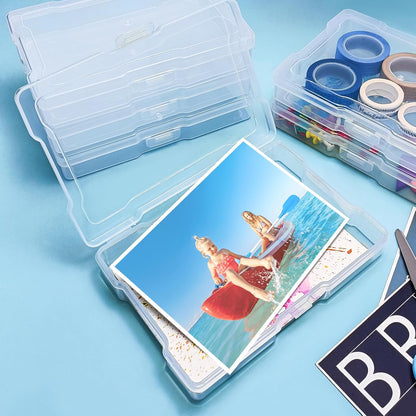 6Pcs Photo Storage Containers,Photo Storage Craft Keeper,4" x 6" Photo Storage Boxes,Plastic Photo Case for Cards,Stamps,Pictures,Photos,Scrapbooking (6)