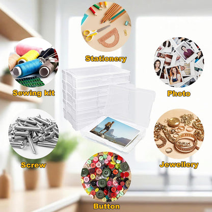6Pcs Photo Storage Containers,Photo Storage Craft Keeper,4" x 6" Photo Storage Boxes,Plastic Photo Case for Cards,Stamps,Pictures,Photos,Scrapbooking (6)