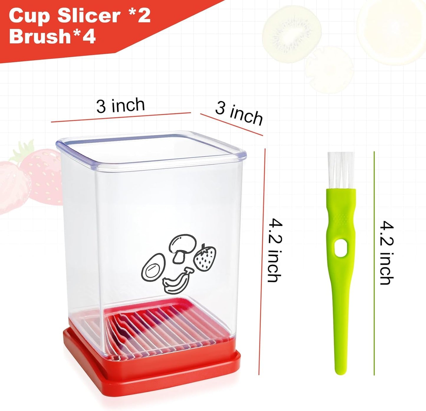 2Pcs Cup Slicer,Stainless Steel Fruit Slicer for Strawberry and Banana, Red Multifunctional Kitchen Portable Slicing Tool for Vegetable Salad