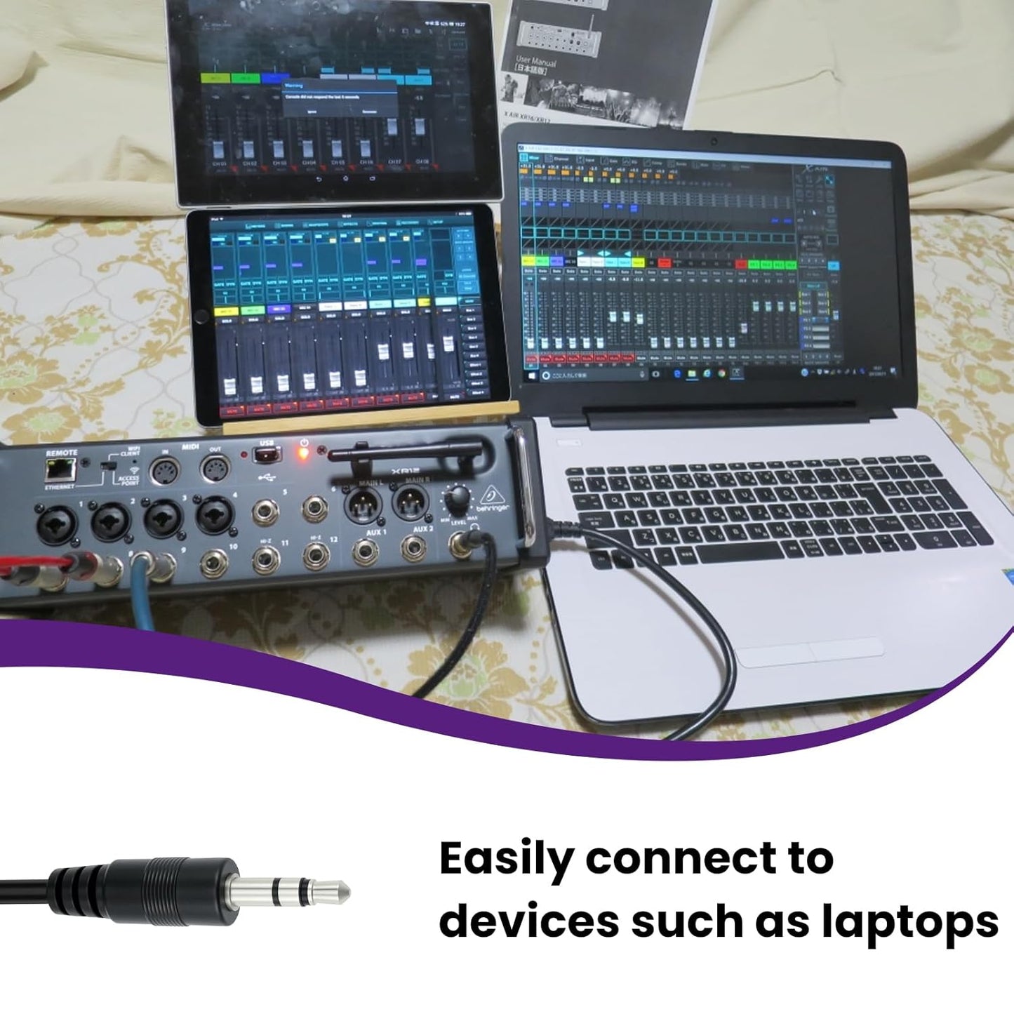 4Pcs Type-A MIDI to 3.5mm Adapter | Include 14" & 6" TRS 3.5mm Male to MIDI Female 5 Pin DIN Breakout Cable | Ultra-Compact Plug | for Synths Keyboards DAWs