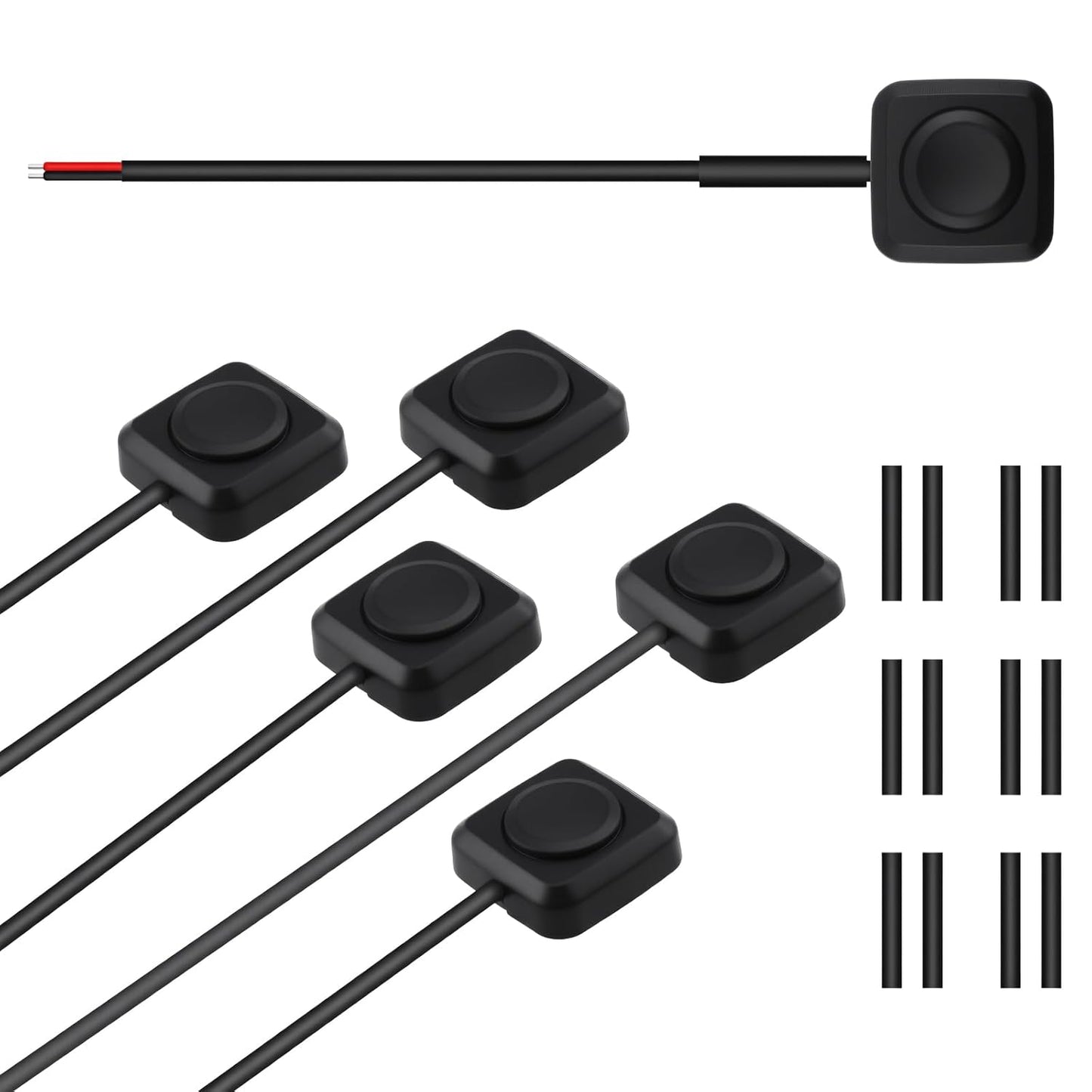 6 Pcs Momentary Push Button Switch, Surface Mount ON/Off Horn Buttons, 12V 24V Small Momentary Switch with 12 inch Prewired Cables for Electronic Experiment, Industrial Control, Car Horn
