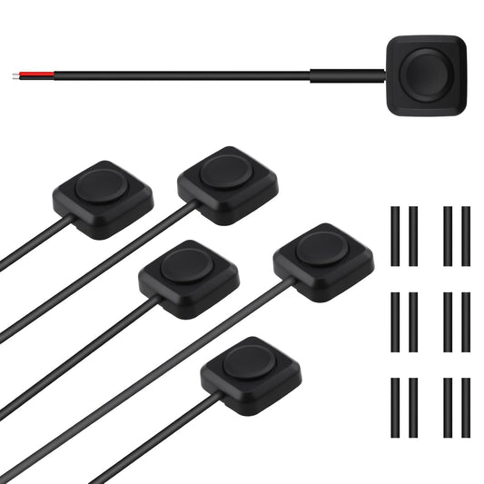 6 Pcs Momentary Push Button Switch, Surface Mount ON/Off Horn Buttons, 12V 24V Small Momentary Switch with 12 inch Prewired Cables for Electronic Experiment, Industrial Control, Car Horn