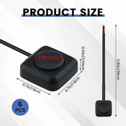6 Pcs Momentary Push Button Switch, Surface Mount ON/Off Horn Buttons, 12V 24V Small Momentary Switch with 12 inch Prewired Cables for Electronic Experiment, Industrial Control, Car Horn