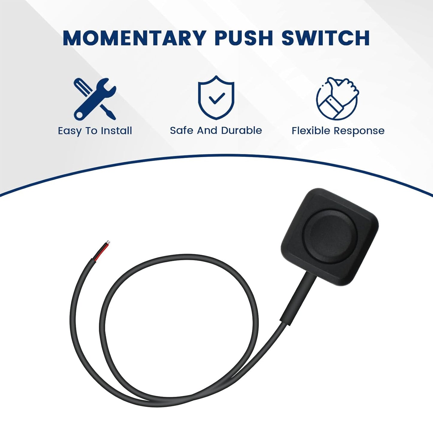 6 Pcs Momentary Push Button Switch, Surface Mount ON/Off Horn Buttons, 12V 24V Small Momentary Switch with 12 inch Prewired Cables for Electronic Experiment, Industrial Control, Car Horn