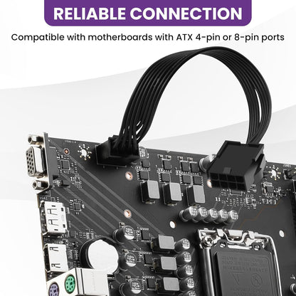 2 Pack CPU 8 Pin ATX Power Extension Cable, EPS 8 PIN Male (4+4) to 8 PIN Female Power Extension Cable for Motherboard, 9 Inch