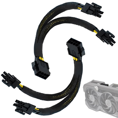 8 Pin PCIe Splitter Cable, 2-Pack PCIe 8 Pin Female to Dual 8 Pin (6+2) Male Power Adapter Cable, 8 Inch Braided Y-Splitter Power Extension Cables for GPU Graphics Card