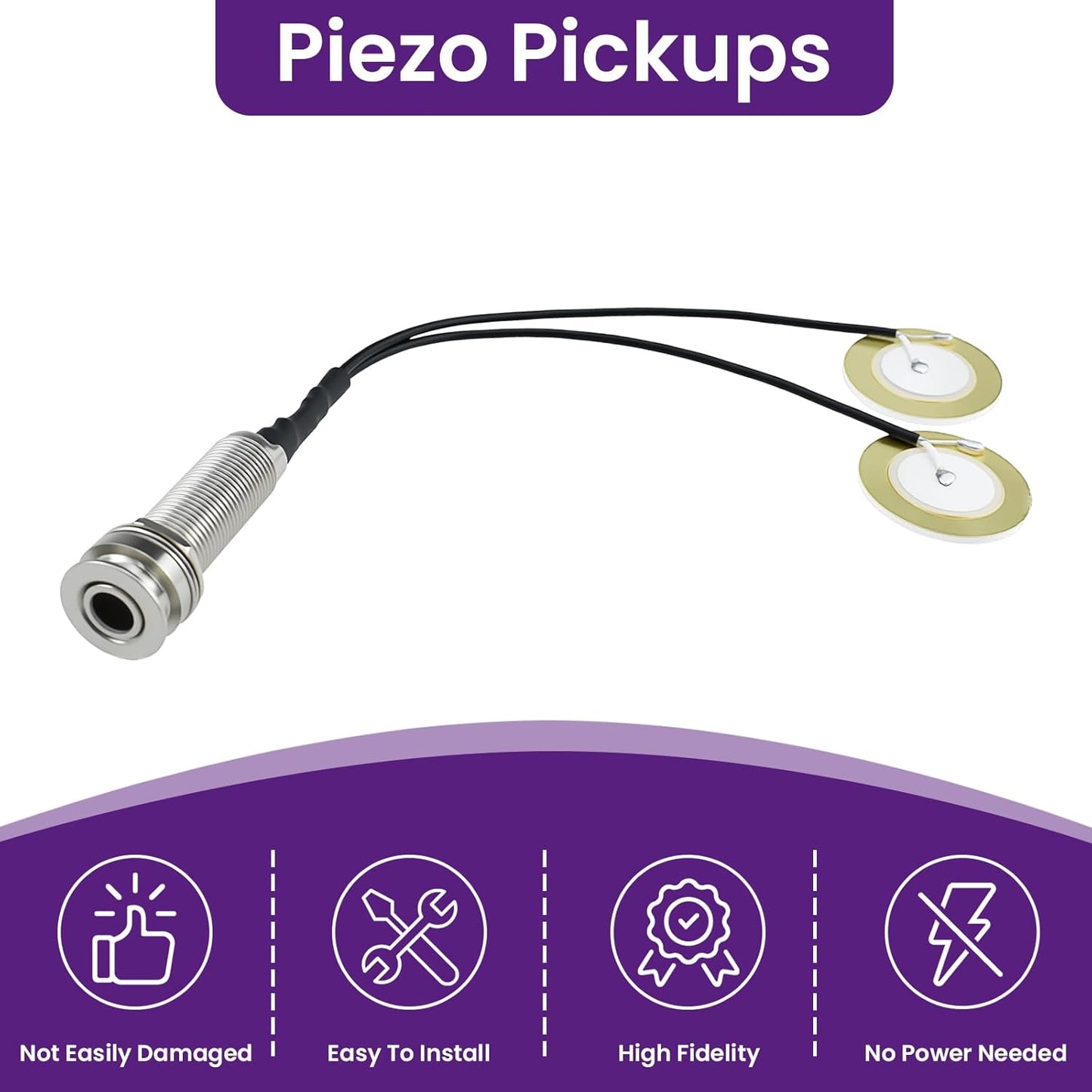 2 Pcs Piezo Pickups Transducer | 3-in-1 & 2-in-1 Pickup Combo | Self-Adhesive Piezo System | Acoustic Guitar, Violin, Ukulele & Cello