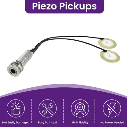 2 Pcs Piezo Pickups Transducer | 3-in-1 & 2-in-1 Pickup Combo | Self-Adhesive Piezo System | Acoustic Guitar, Violin, Ukulele & Cello