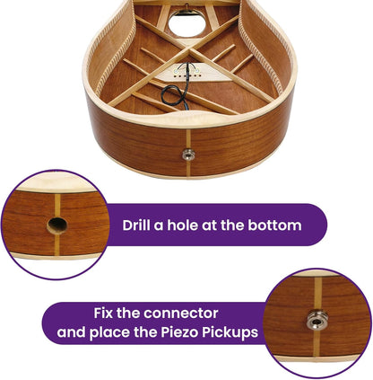 2 Pcs Piezo Pickups Transducer | 3-in-1 & 2-in-1 Pickup Combo | Self-Adhesive Piezo System | Acoustic Guitar, Violin, Ukulele & Cello
