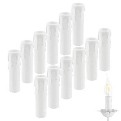 4 Inch Drip Candle Socket Covers, 12 Pcs Plastic Sleeves Candelabra Base, White Candle Covers Sleeves Fit to Most Chandeliers, Chandeliers Base, Chandelier Covers