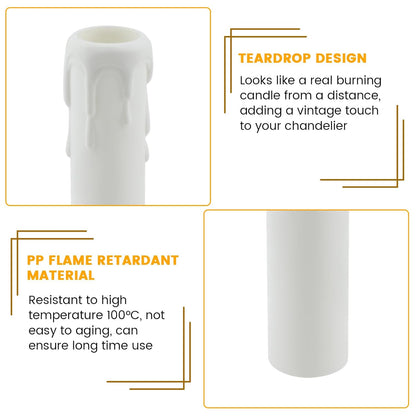 4 Inch Drip Candle Socket Covers, 12 Pcs Plastic Sleeves Candelabra Base, White Candle Covers Sleeves Fit to Most Chandeliers, Chandeliers Base, Chandelier Covers