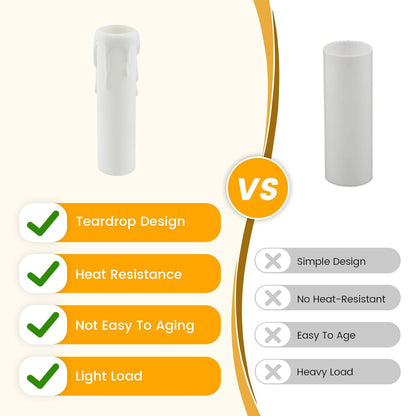 4 Inch Drip Candle Socket Covers, 12 Pcs Plastic Sleeves Candelabra Base, White Candle Covers Sleeves Fit to Most Chandeliers, Chandeliers Base, Chandelier Covers