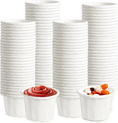 300 Pack 0.5 oz Disposable Paper Souffle Medicine Cups, 1/2 Ounce Small Paper Portion Cups for Pills, Tasting Sample, Food Services, Dessert, Condiments, Sauce